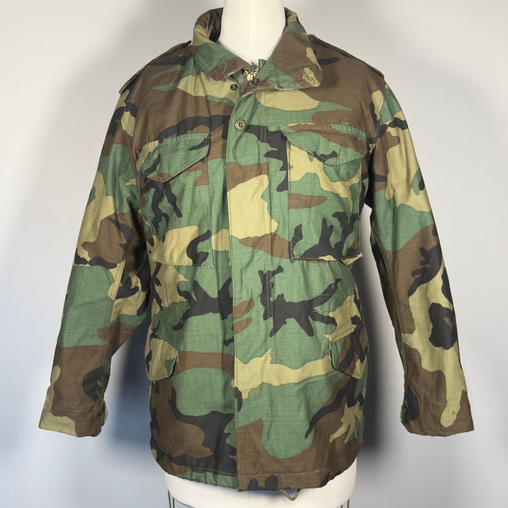 US Military M-65 Woodland Camo Field Jacket Small Short Green Brown Camouflage